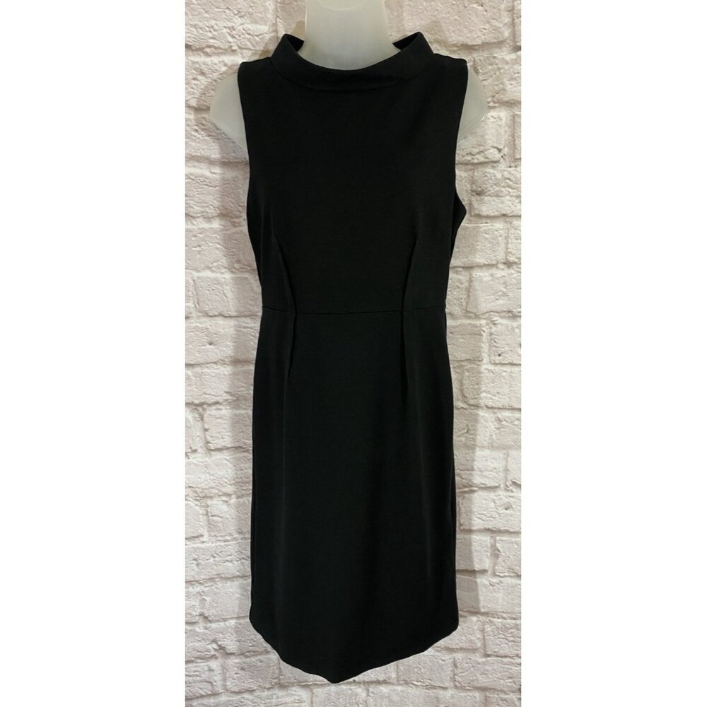 Lord‎ & Taylor Sheath Dress 6 Black Pintucked Ponte Knit Stretch Lined Zip 020